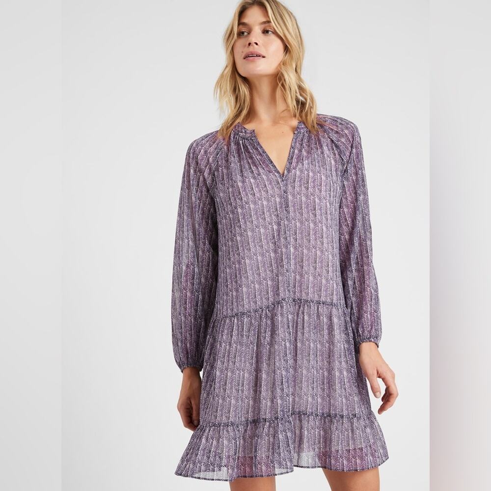 Banana Republic Tiered Swing Shift Dress Purple NEW Size XS